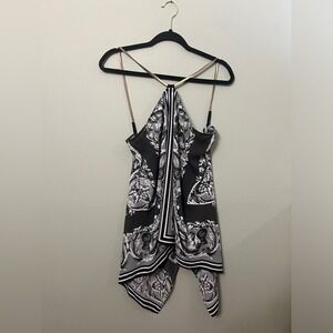 Express High Neck Top Handkerchief Hem Paisley Women Size Medium Y2K